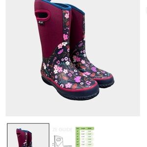 Bogs Kids' Floral Print Boots - Purple and Black